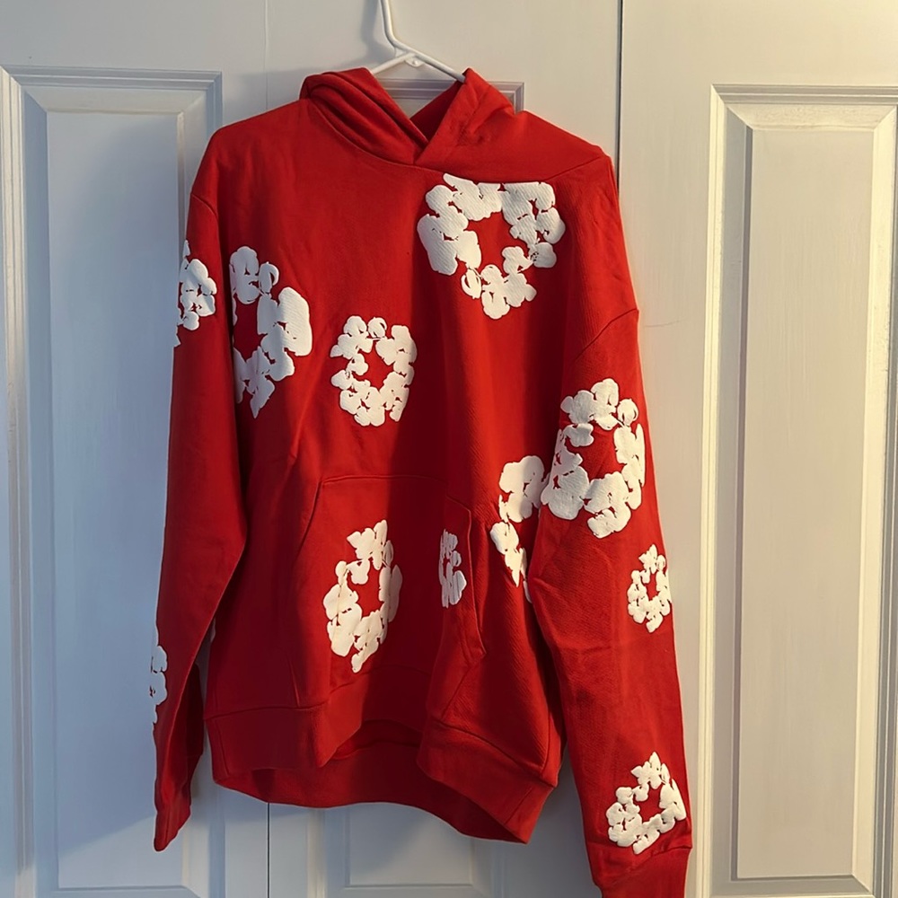 Red denim tears hoodie